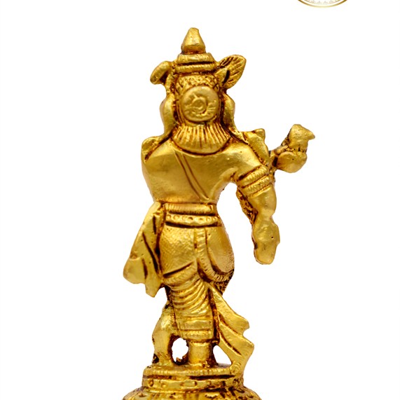 Brass Flute Krishna Statue