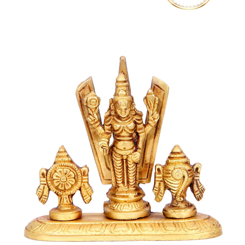 Shangu Chakra Perumal Brass Statue