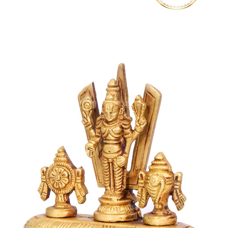 Shangu Chakra Perumal Brass Statue