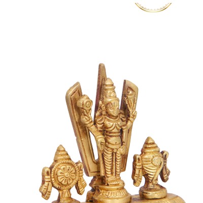 Shangu Chakra Perumal Brass Statue